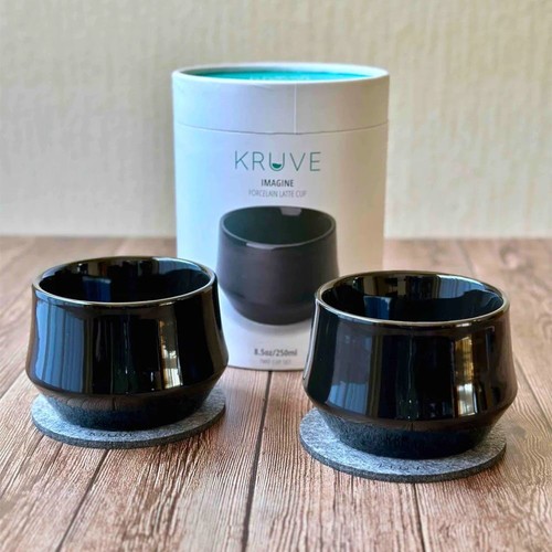זוג כוסות קרוב דופן כפולה פורצלן קפוצ'ינו Kruve Imagine Porcelain