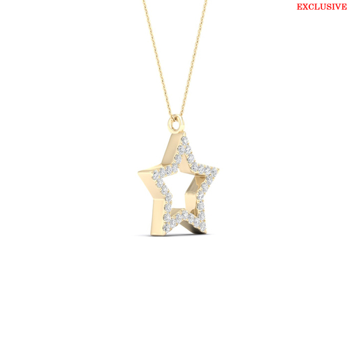 שרשרת ותליון כוכב יהלומים זהב 14K