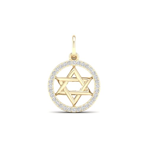 שרשרת ותליון מגן דוד יהלומים מזהב 14K