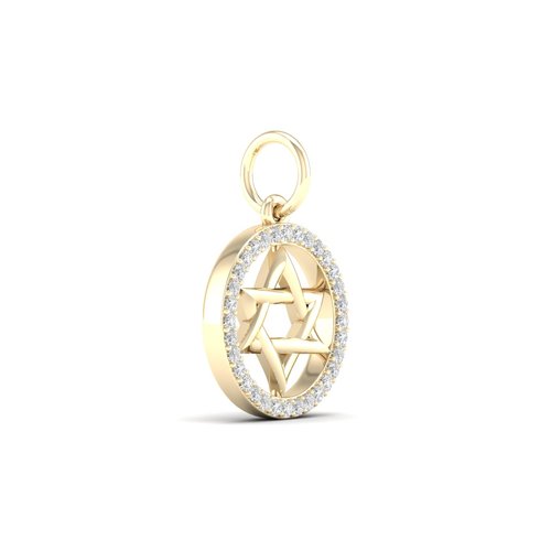 שרשרת ותליון מגן דוד יהלומים מזהב 14K