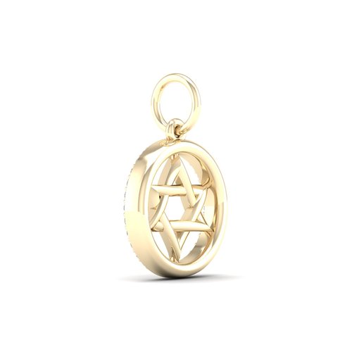 שרשרת ותליון מגן דוד יהלומים מזהב 14K