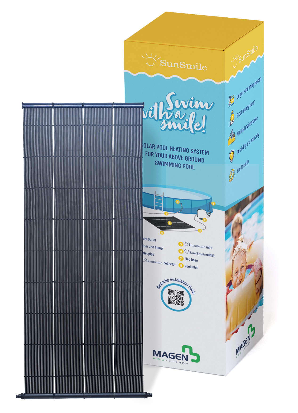 מערכת חימום סולרית לבריכה ביתית סאן-סמייל - SunSmile מגן