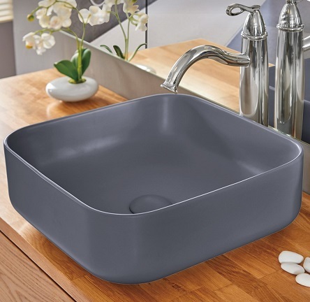 כיור רחצה מונח גוון בטון כהה דגם אורלינס 38.5X38.5 סמ