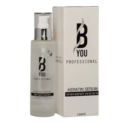 תיק מהודר לשיער מבית B YOU PROFESSIONAL בי יו שמפו+ מסכה+ סרום+ אמפולת קרטין טהור+ מברשת מתירת קשרים