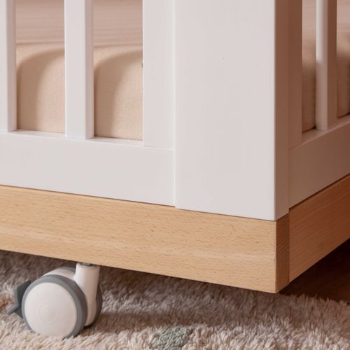 מיטת תינוק משולבת עריסה ומיטת מעבר 8 ב 1 דגם ספיריט - לבן וטבעי