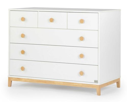 שידת החתלה רחבה לתינוק להלה עשויה MDF בציפוי מלמין - לבן משולב טבעי