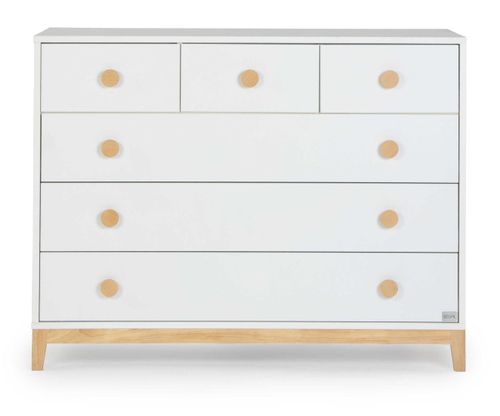 שידת החתלה רחבה לתינוק להלה עשויה MDF בציפוי מלמין - לבן משולב טבעי