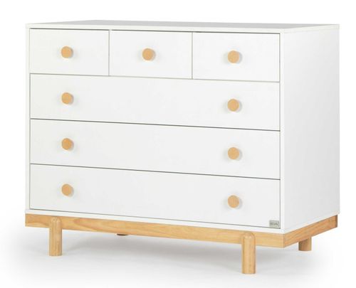 שידת החתלה רחבה לתינוק בליסימו עשויה MDF בציפוי מלמין - לבן משולב טבעי