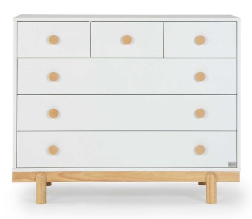 שידת החתלה רחבה לתינוק בליסימו עשויה MDF בציפוי מלמין - לבן משולב טבעי