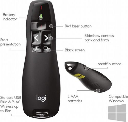שלט מצגות אלחוטי  Logitech R400 2.4GH
