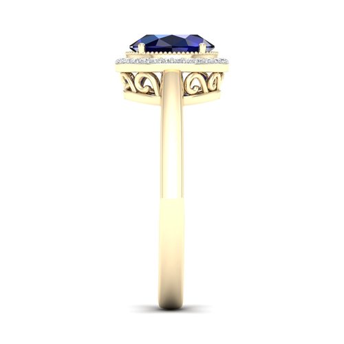 טבעת ספיר ויהלומים מזהב 14K