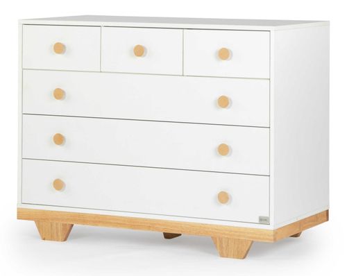 שידת החתלה רחבה לתינוק ספיריט עשויה MDF בציפוי מלמין - לבן משולב טבעי