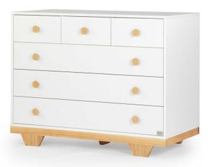 שידת החתלה רחבה לתינוק ספיריט עשויה MDF בציפוי מלמין - לבן משולב טבעי