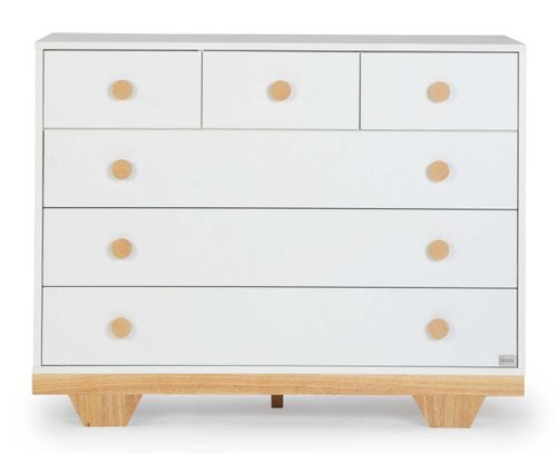 שידת החתלה רחבה לתינוק ספיריט עשויה MDF בציפוי מלמין - לבן משולב טבעי