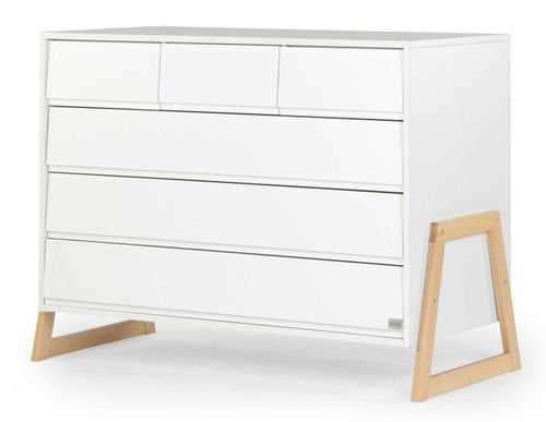 שידת החתלה רחבה לתינוק בראבו עשויה MDF בציפוי מלמין - לבן משולב טבעי