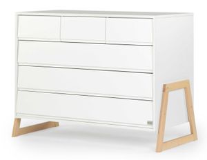 שידת החתלה רחבה לתינוק בראבו עשויה MDF בציפוי מלמין - לבן משולב טבעי