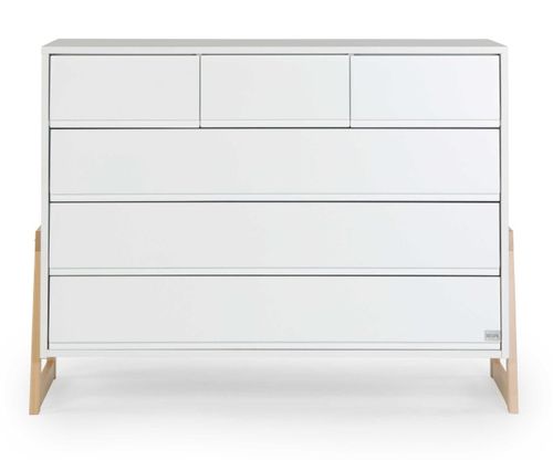 שידת החתלה רחבה לתינוק בראבו עשויה MDF בציפוי מלמין - לבן משולב טבעי