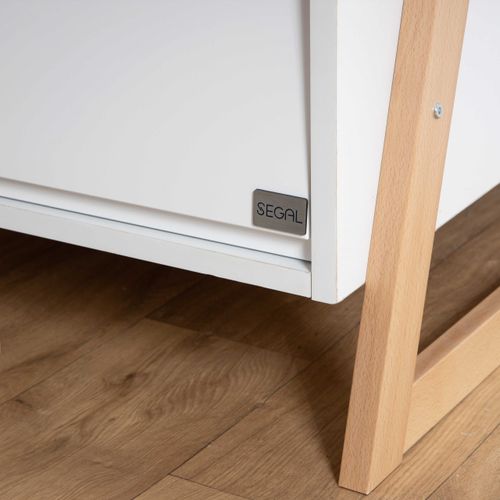 שידת החתלה רחבה לתינוק בראבו עשויה MDF בציפוי מלמין - לבן משולב טבעי