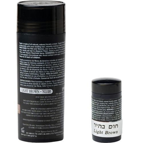 סיבי שיער טופיק צבע חום בהיר 27.5 גרם + אריזת נסיעות 3 גרם מתנה