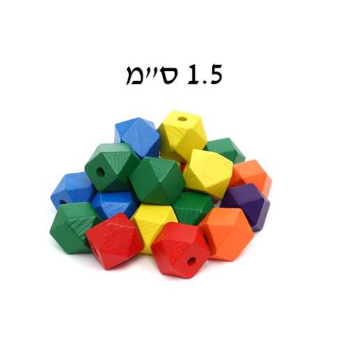 חרוזי עץ מצולעים 1.5 ס