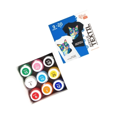 סט צבעי אקריל לטקסטיל רוסה טאלנט 9*20 מ