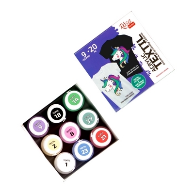 סט צבעי אקריל לטקסטיל רוסה טאלנט חד-קרן 9*20 מ