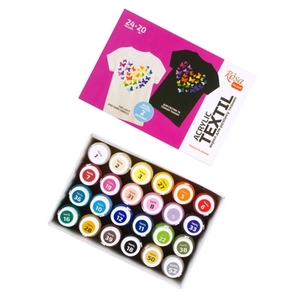 סט צבעי אקריל לטקסטיל רוסה טאלנט לב 24*20 מ"ל