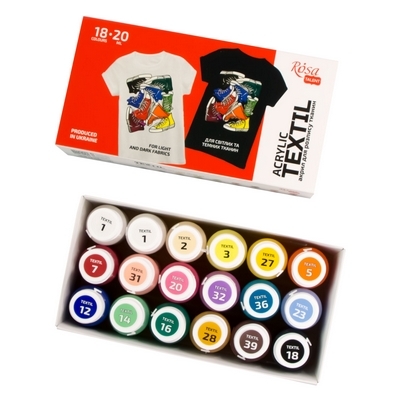 סט צבעי אקריל לטקסטיל רוסה טאלנט סטייל 18*20 מ