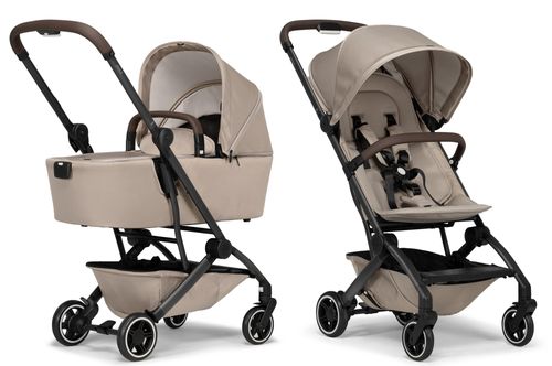 סט עגלת תינוק + Aer סופר קומפקטית, קיפול ביד אחת, אמבטיה מתקפלת, טיולון מאושר לטיסה - חול