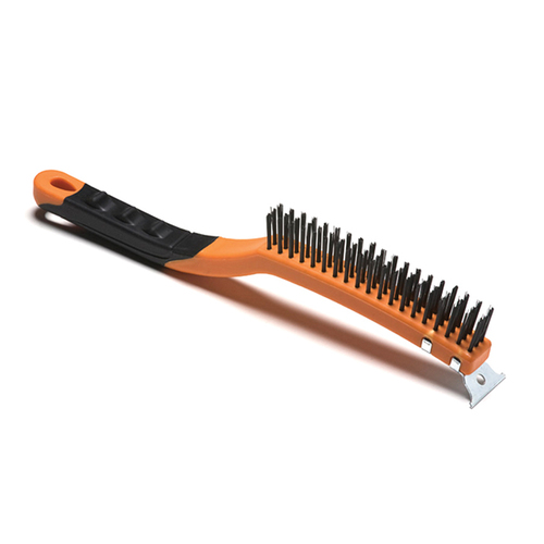 מברשת פלדה 3 שורות ידית אגרונומית+ סקרייפר KENDO 831201