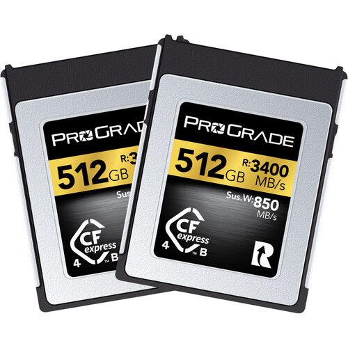 זוג כרטיסי זיכרון ProGrade 512GB CFexpress 4.0 Gold