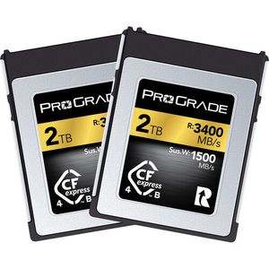 זוג כרטיסי זיכרון ProGrade 2TB CFexpress 4.0 Type B Gold