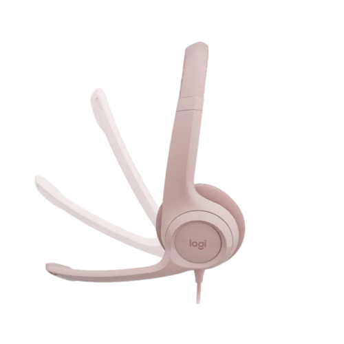 אוזניות עם מיקרופון וחיבור USB Logitech H390 – צבע ורוד