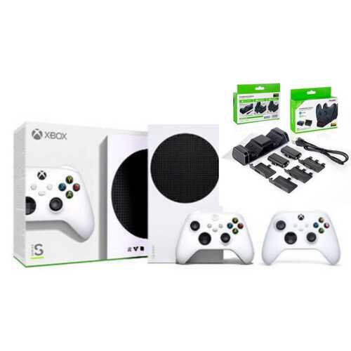 XBOX SERIES S 512GB SSD + 2 CONTROLLERS + DUAL CHARGING STATION מייקרוסופט