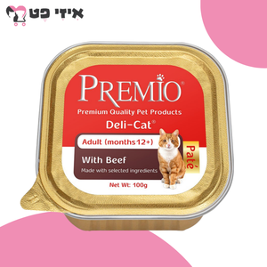 מעדן פרמיו פטה בקר לחתול בוגר 100 גרם PREMIO
