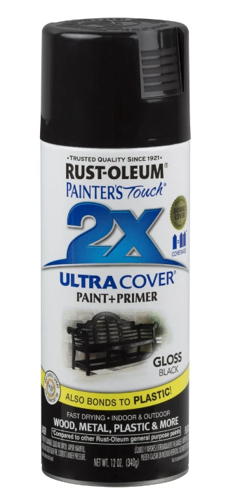 ספריי צבע + פריימר Rust-Oleum 2X Ultra Cover שחור מבריק