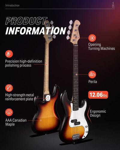 ערכת גיטרה בס EC1227 DPB510 בצבע סאנברסט + שיעורי מתנה מבית DONNER