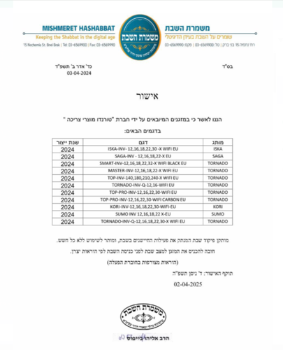 מזגן עילי טורנדו מהדרין Tornado Top INV 180 X WIFI EU שנת 2026