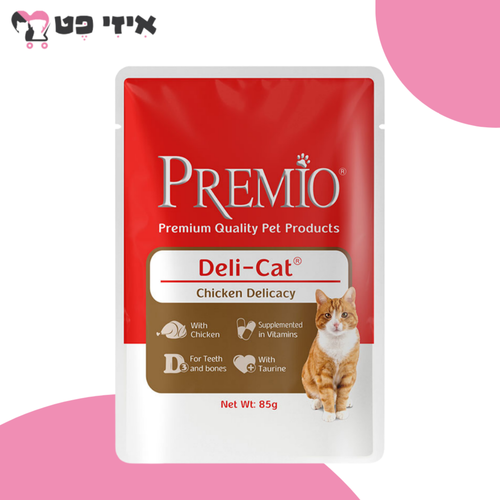 פאוץ' פרמיו נתחי עוף בג'לי לחתול בוגר 85 גרם PREMIO