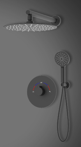 סט רחצה עגול למקלחת כולל אינטרפוץ שחור מט S27B