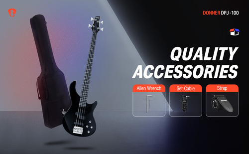 ערכת גיטרה בס למתחילים ומתקדמים DPJ100 בצבע שחור EC1386 + שיעורי מתנה מבית DONNER