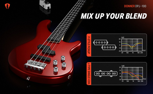 ערכת גיטרה בס למתחילים ומתקדמים EC1387 DPJ100 בצבע אדום + שיעורי מתנה מבית DONNER