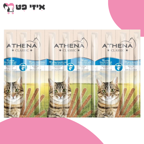 חטיף סטיקס אתנה סלמון ופורל לחתול 50 גרם ATHENA