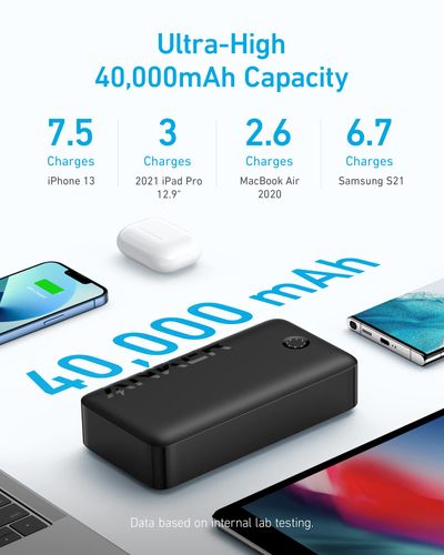 סוללת גיבוי Anker PowerCore 40,000mAh USB-C - צבע שחור 