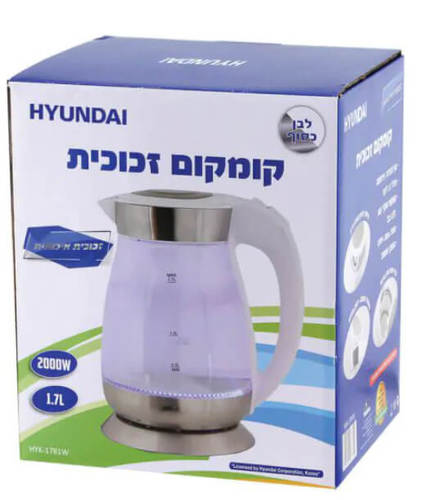 קומקום זכוכית 1.7 לבן