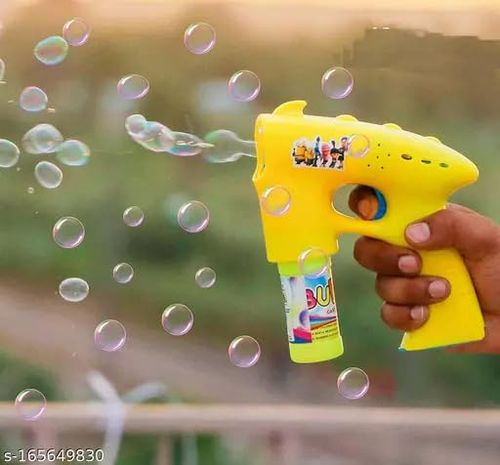 אקדח בועות סבון חשמלי עם אורות ו 2 בקבוקי נוזל (מגוון צבעים)