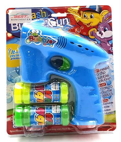 אקדח בועות סבון חשמלי עם אורות ו 2 בקבוקי נוזל (מגוון צבעים)