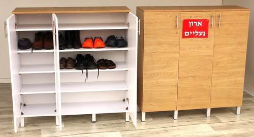 ארון נעליים רוחב 120 גובה 133 לבן אלון