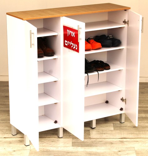 ארון נעליים רוחב 120 גובה 133 לבן אלון