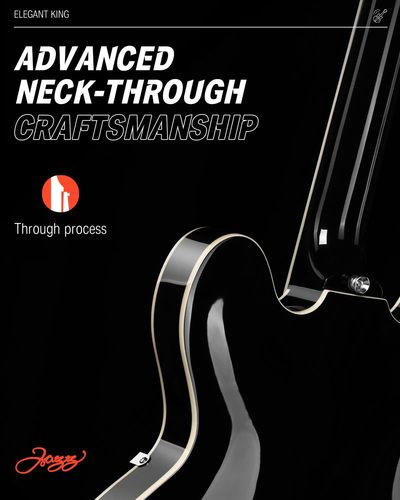 גיטרה ג'אז EC1382 DJP1000 נפח חצי חלולה Semi-Hollow Electric Guitar בצבע שחור מבית DONNER